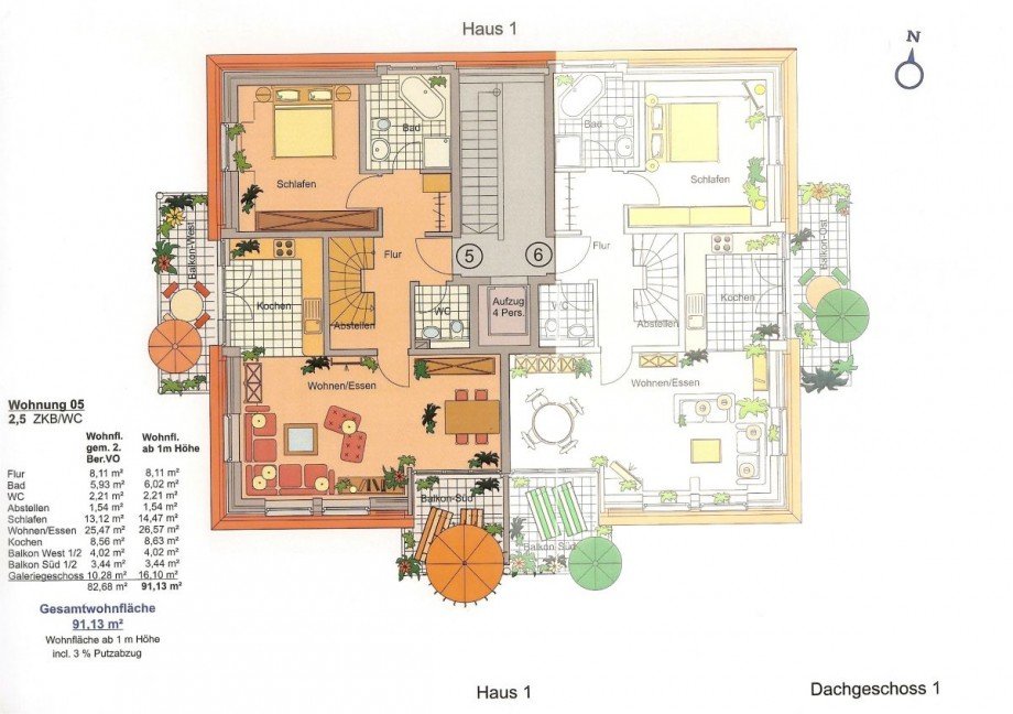 Grundriss Wohnung 5 Dachgeschosswohnung M�nchen