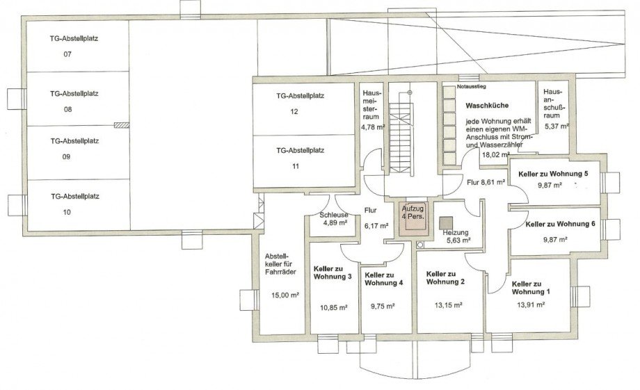 Tiefgarage und Keller Terrassenwohnung M�nchen