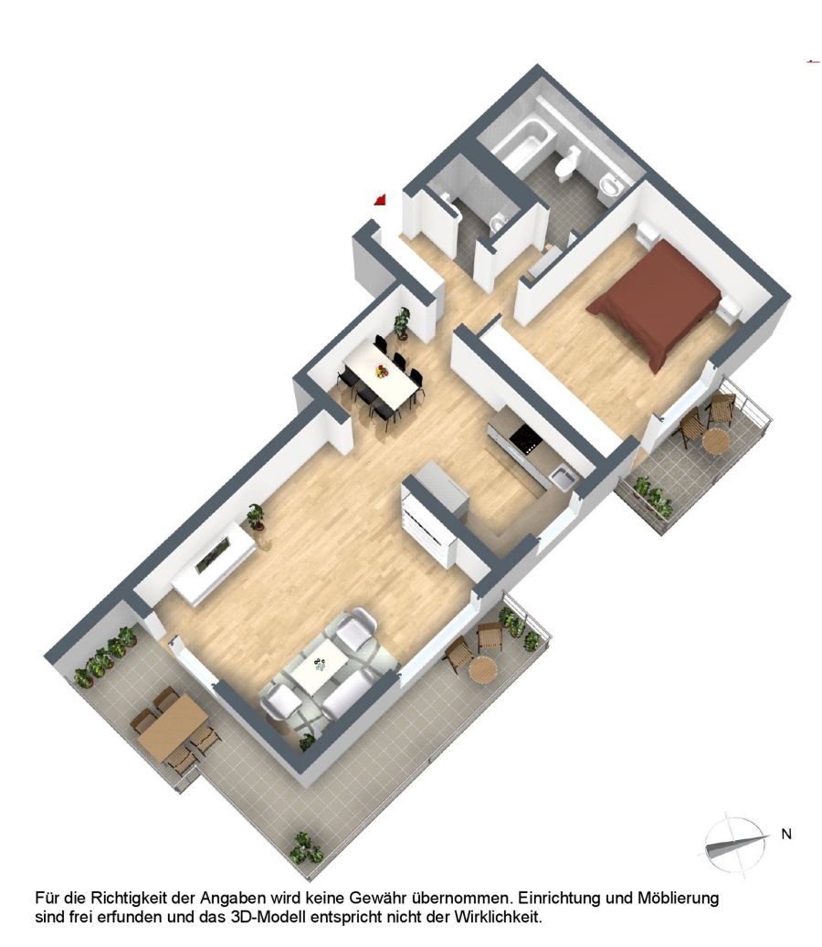 Grundriss 3D Erdgeschosswohnung M�nchen