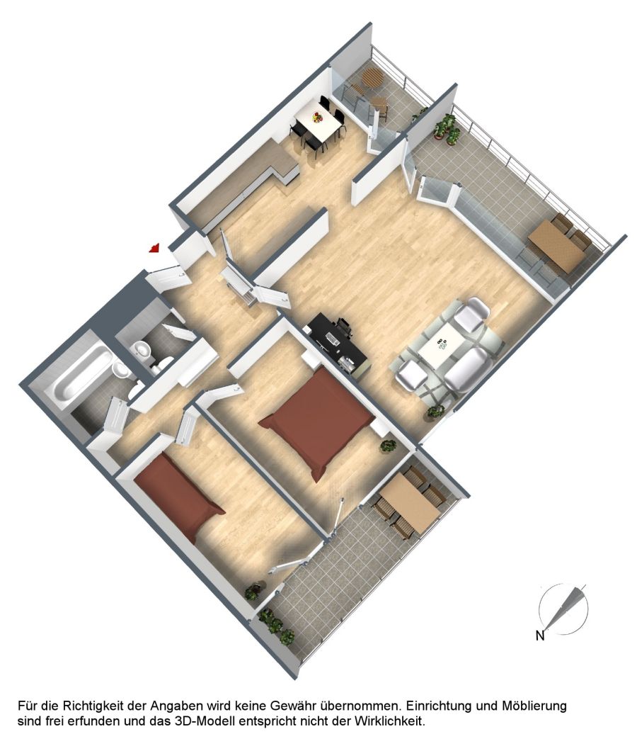 Grundriss 3D Etagenwohnung M�nchen