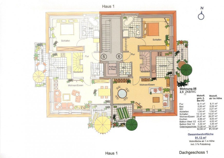Grundriss Wohnung 6 Dachgeschosswohnung M�nchen