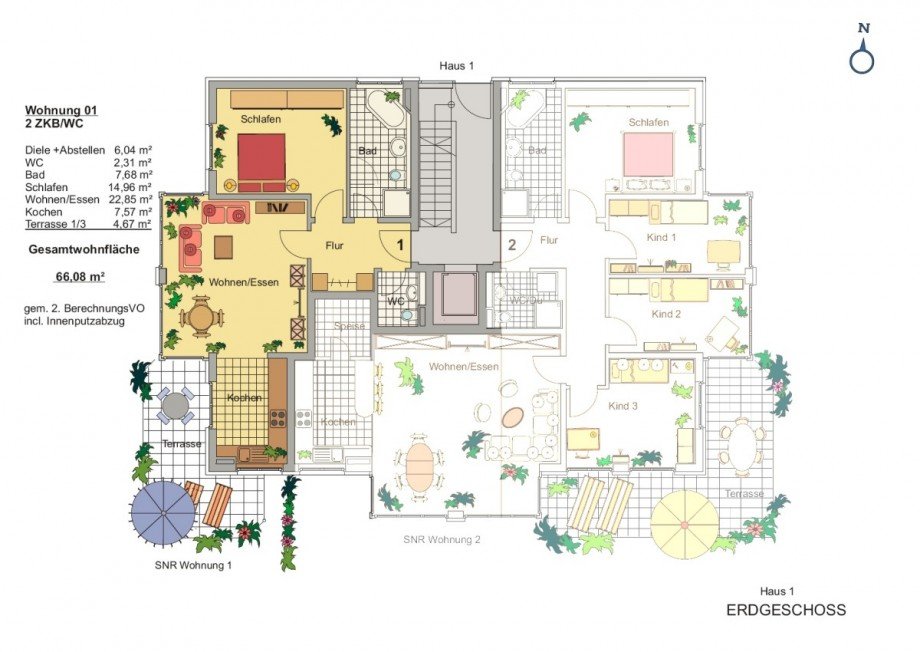Grundriss Wohnung 1 Terrassenwohnung M�nchen